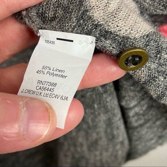 Madewell Fairweather Double Dot Linen Cardigan Sweater Grey Pink Size XS Boho‎ - Picture 9 of 15